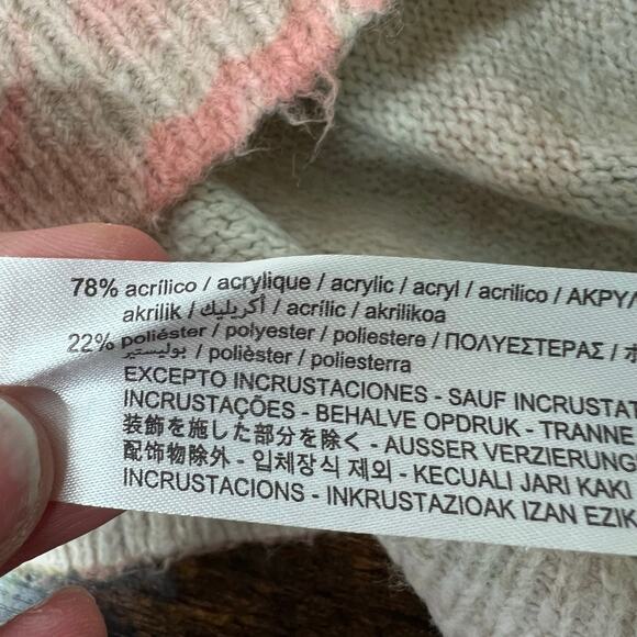 Zara Women's Multicolor Pearl Floral Print Knit Jacquard Cardigan Sweater Medium - Picture 11 of 11